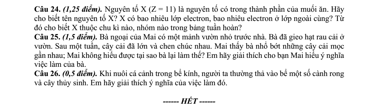 Đề thi Giữa kì 1 KHTN 7 năm 2024-2025 trường THCS Trần Hưng Đạo (Kon Tum)