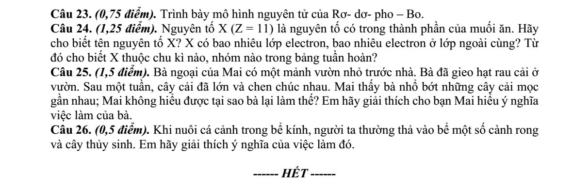 Đề thi Giữa kì 1 KHTN 7 năm 2024-2025 trường THCS Trần Hưng Đạo (Kon Tum)