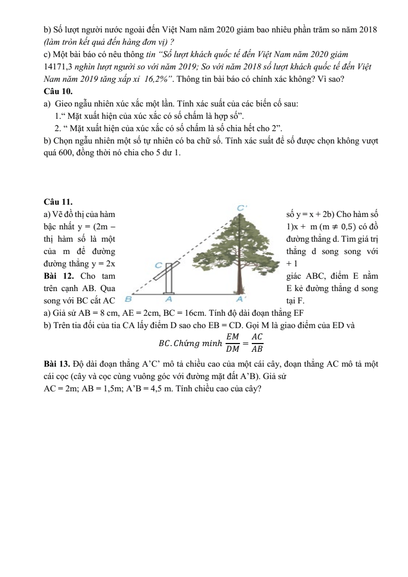Đề cương ôn tập Giữa kì 2 Toán 8 trường THCS Nguyễn Bỉnh Khiêm (Hà Nội) năm 2025-2026