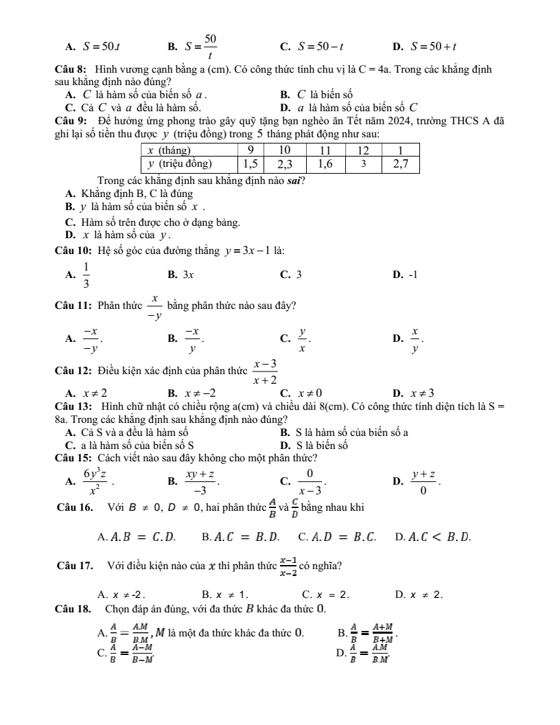 Đề cương ôn tập Giữa kì 2 Toán 8 trường THCS Thanh An (Quảng Trị) năm 2025-2026