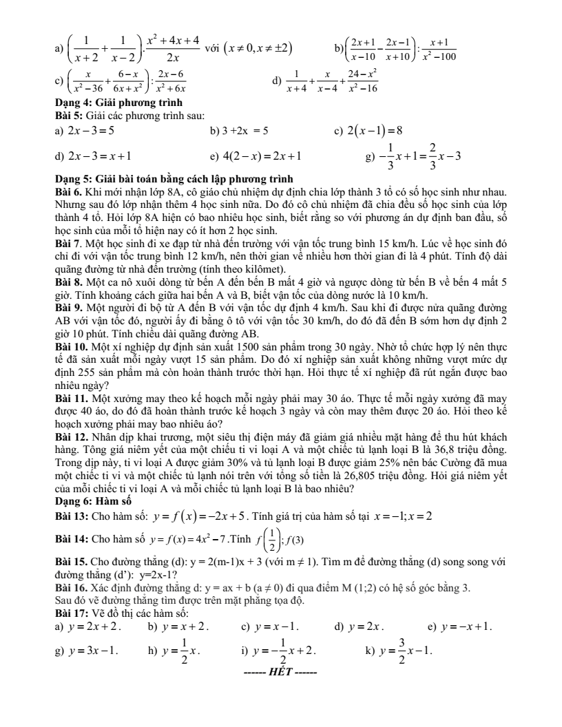 Đề cương ôn tập Giữa kì 2 Toán 8 trường THCS Thanh An (Quảng Trị) năm 2025-2026