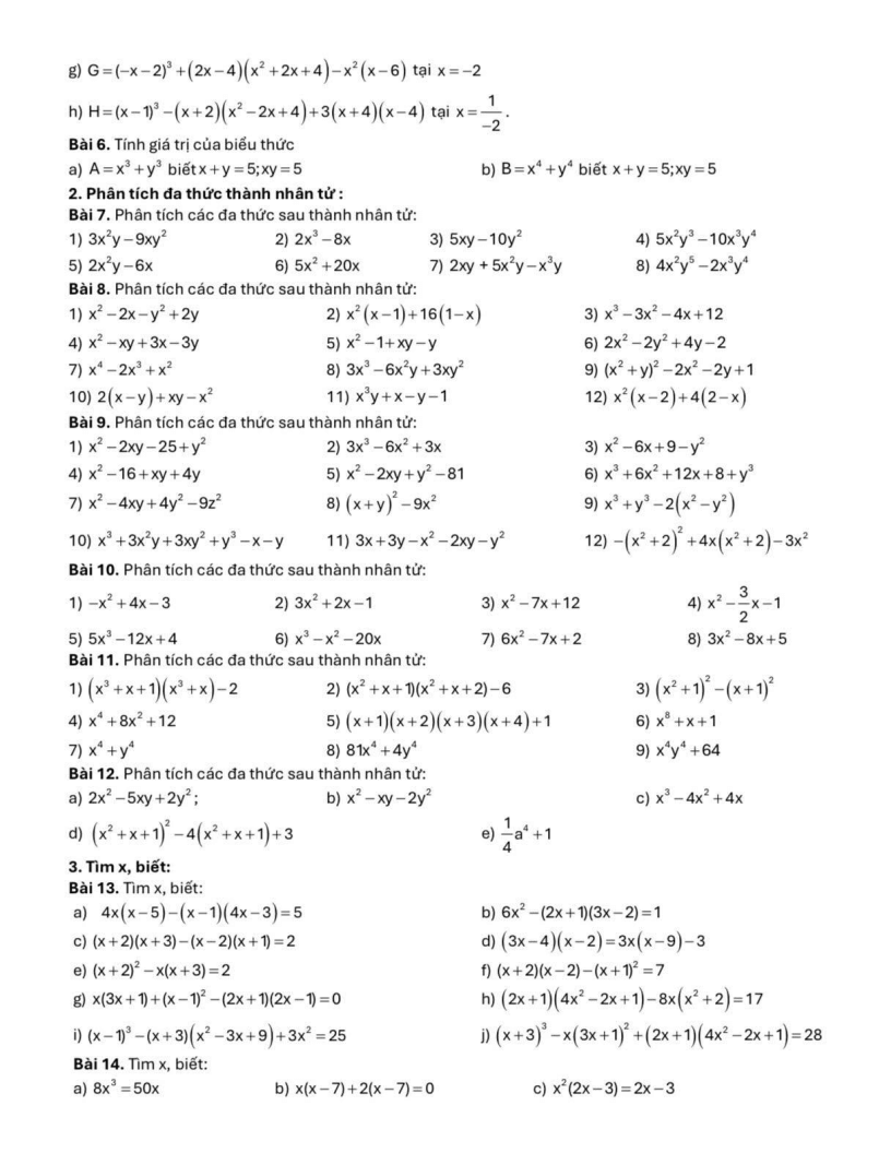 Đề cương ôn tập Học kì 1 Toán 8 Hệ thống Giáo dục Archimedes School năm 2025-2026