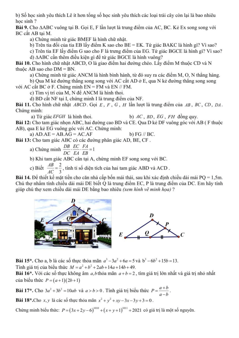 Đề cương ôn tập Học kì 1 Toán 8 trường THCS Nguyễn Trường Tộ năm 2025-2026