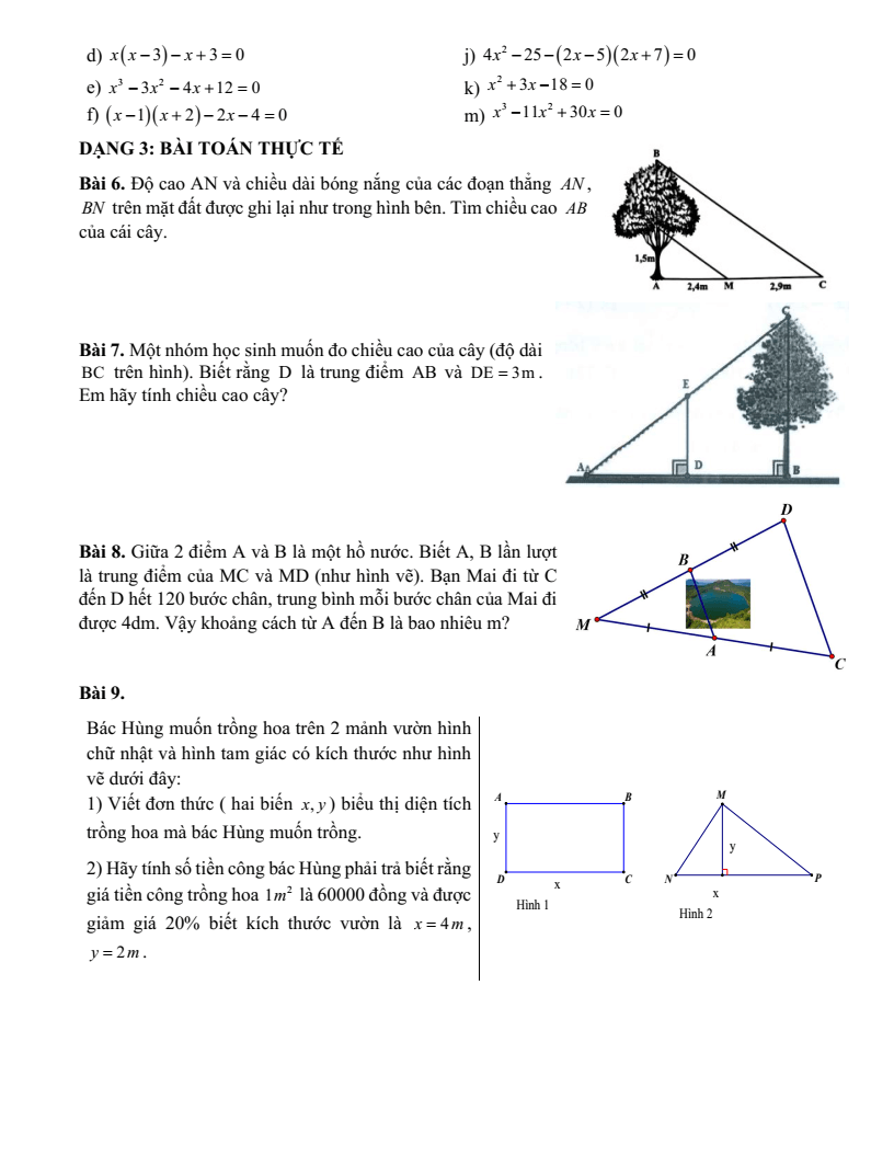 Đề cương ôn tập Học kì 1 Toán 8 trường THCS Phan Chu Trinh năm 2025-2026