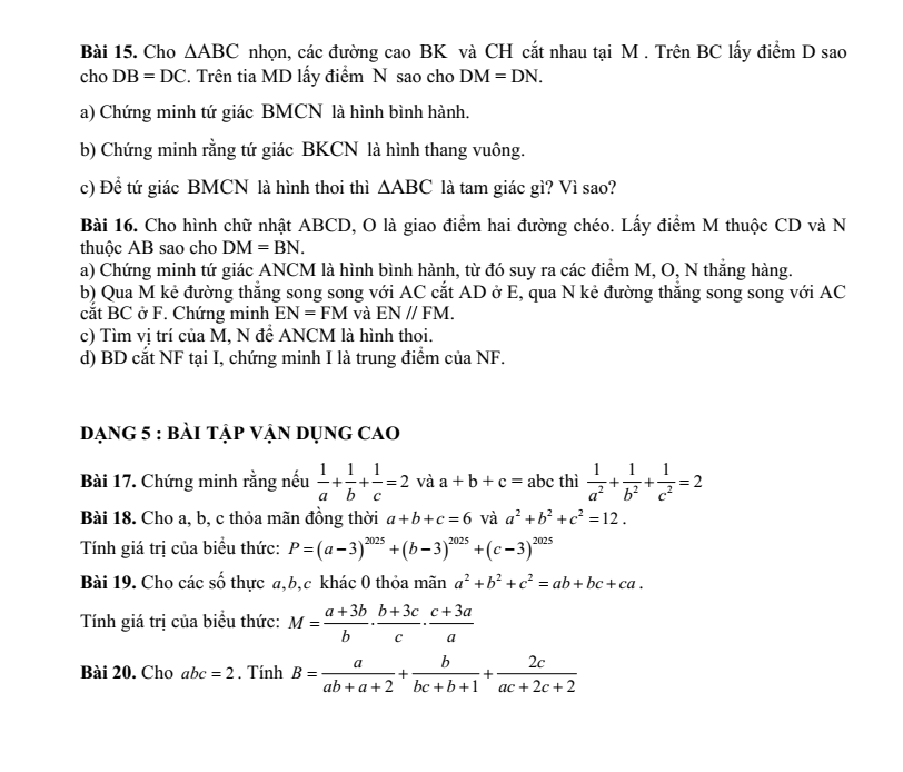 Đề cương ôn tập Học kì 1 Toán 8 trường THCS Phan Chu Trinh năm 2025-2026