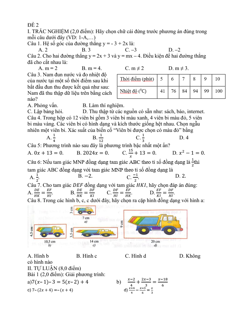 Đề cương ôn tập Học kì 2 Toán 8 trường THCS Nguyễn Bỉnh Khiêm (Hà Nội) năm 2025-2026