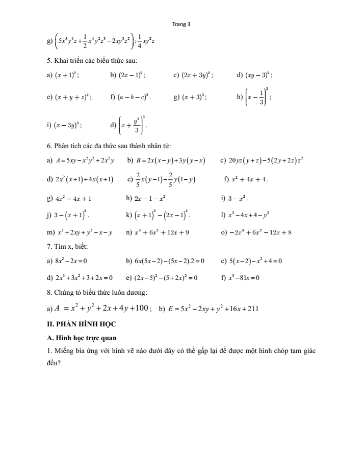 Đề cương ôn tập Giữa kì 1 Toán 8 trường THCS Hòa Ninh năm 2025-2026