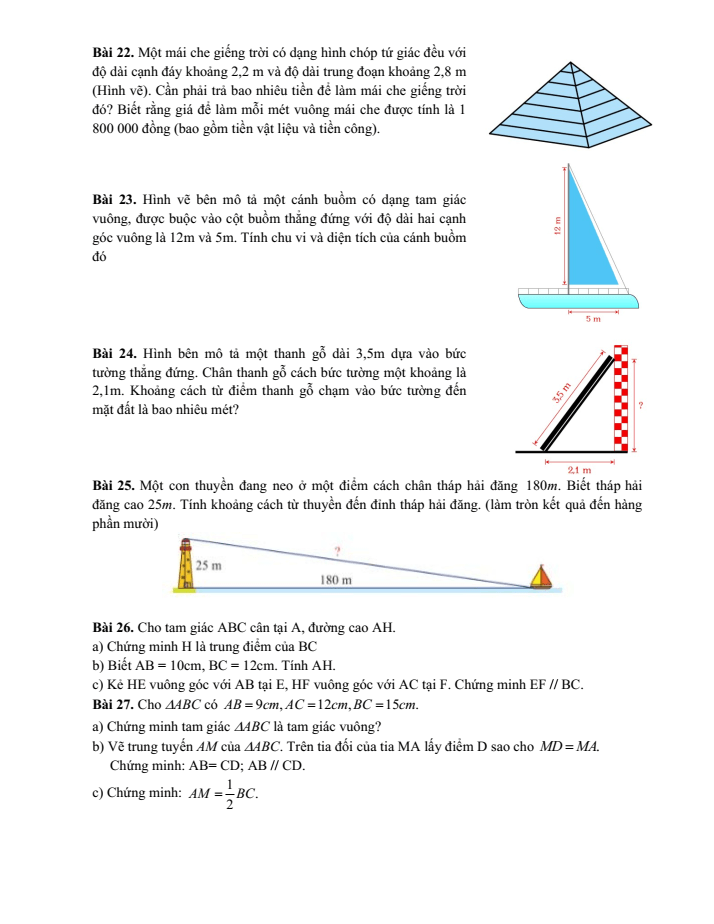 Đề cương ôn tập Giữa kì 1 Toán 8 trường THCS Lĩnh Nam năm 2025-2026