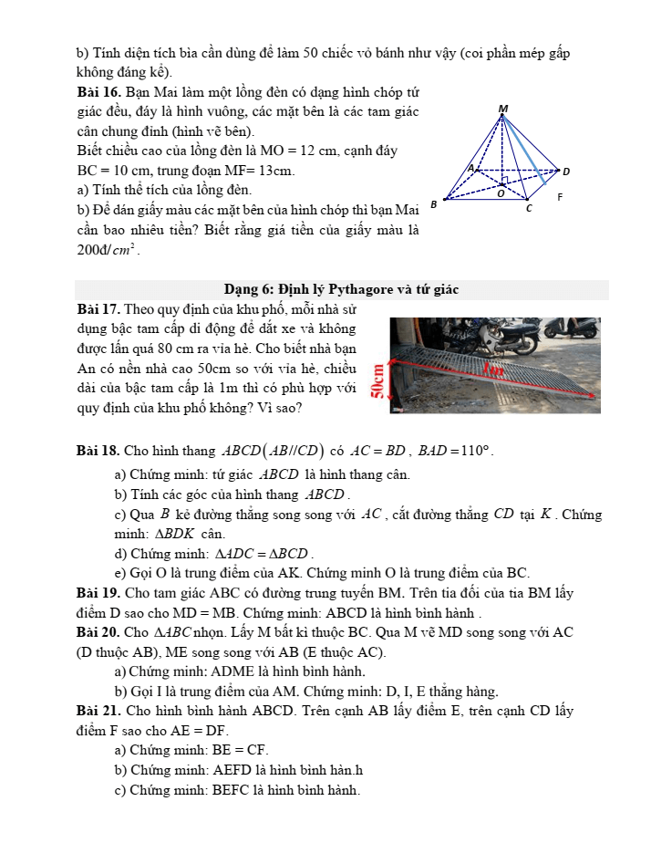 Đề cương ôn tập Giữa kì 1 Toán 8 trường THCS Mai Động năm 2025-2026