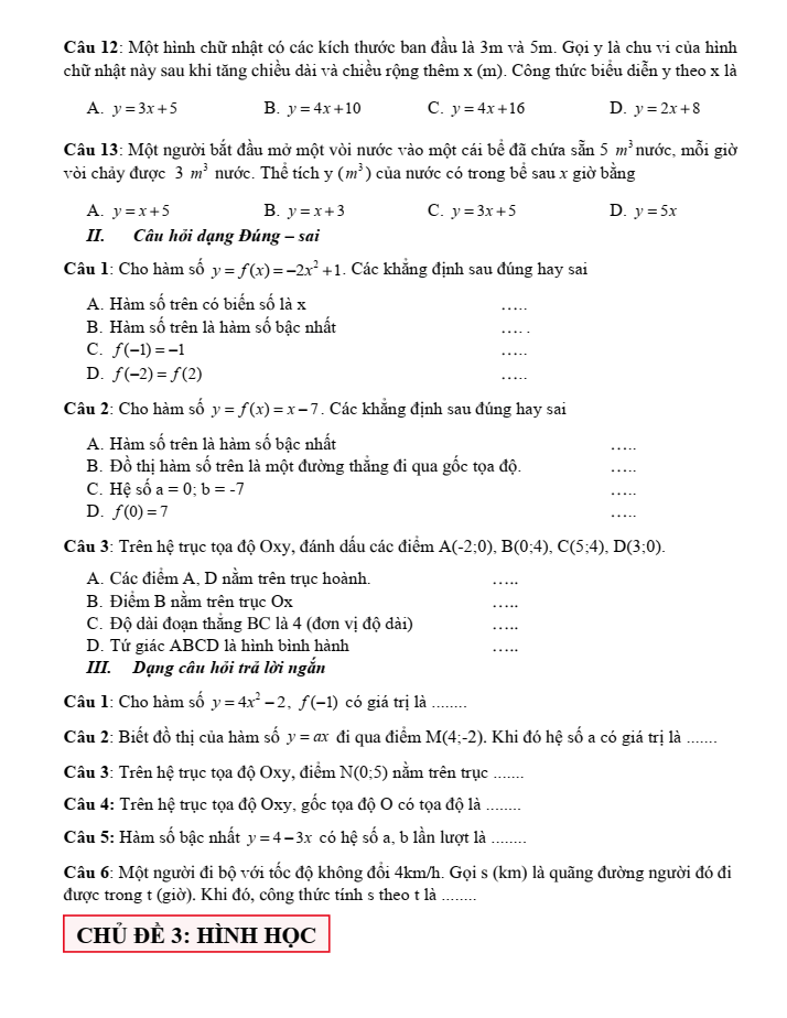 Đề cương ôn tập Giữa kì 2 Toán 8 trường THCS Phước Nguyên năm 2024-2025