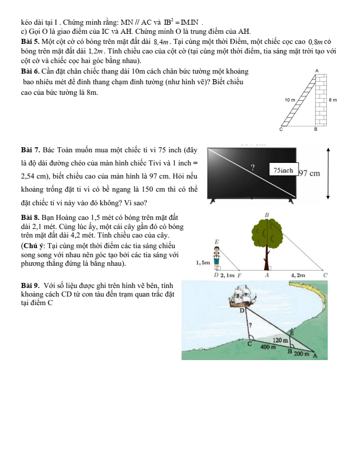 Đề cương ôn tập Giữa kì 2 Toán 8 trường THCS Thăng Long năm 2024-2025