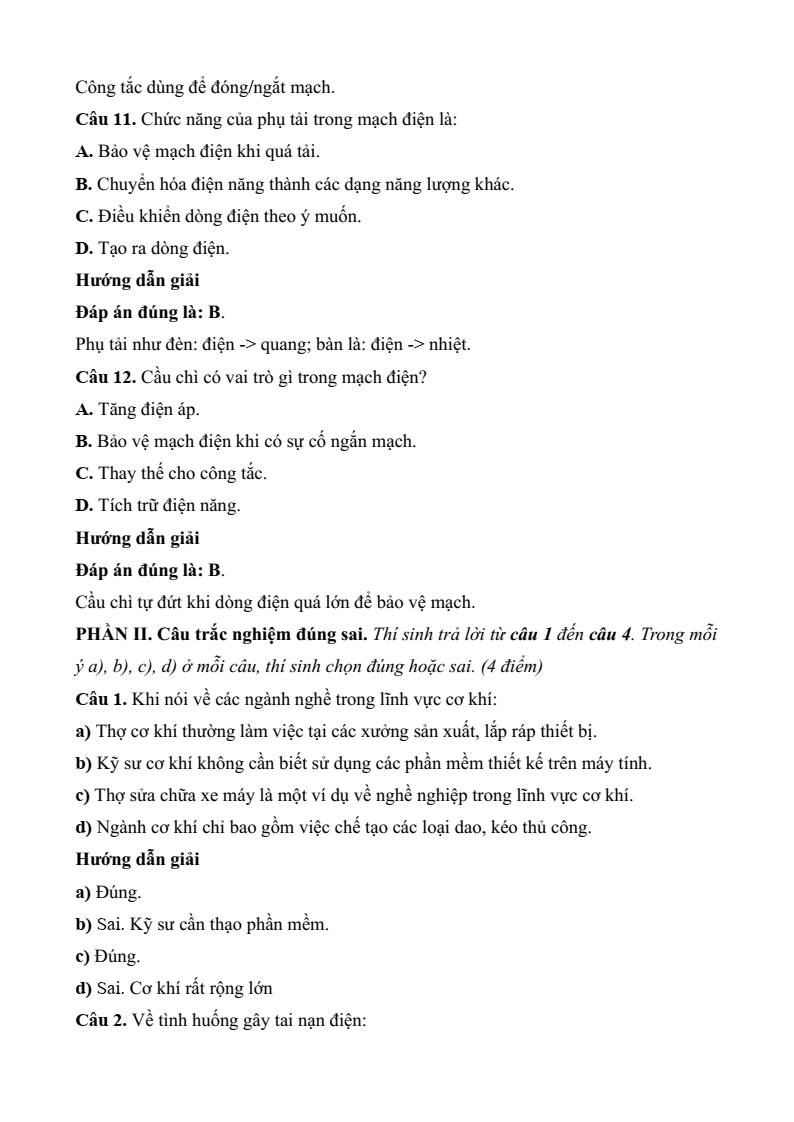 4 Đề thi Giữa kì 2 Công nghệ 8 Kết nối tri thức (cấu trúc mới, có đáp án)