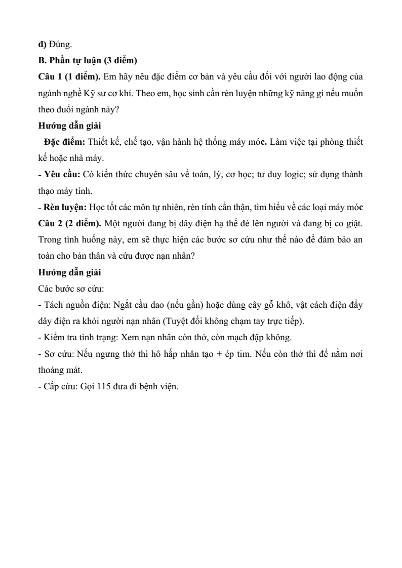 4 Đề thi Giữa kì 2 Công nghệ 8 Kết nối tri thức (cấu trúc mới, có đáp án)