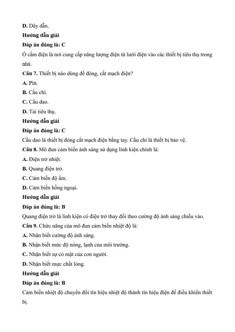 5 Đề thi Học kì 2 Công nghệ 8 Kết nối tri thức (cấu trúc mới, có đáp án)