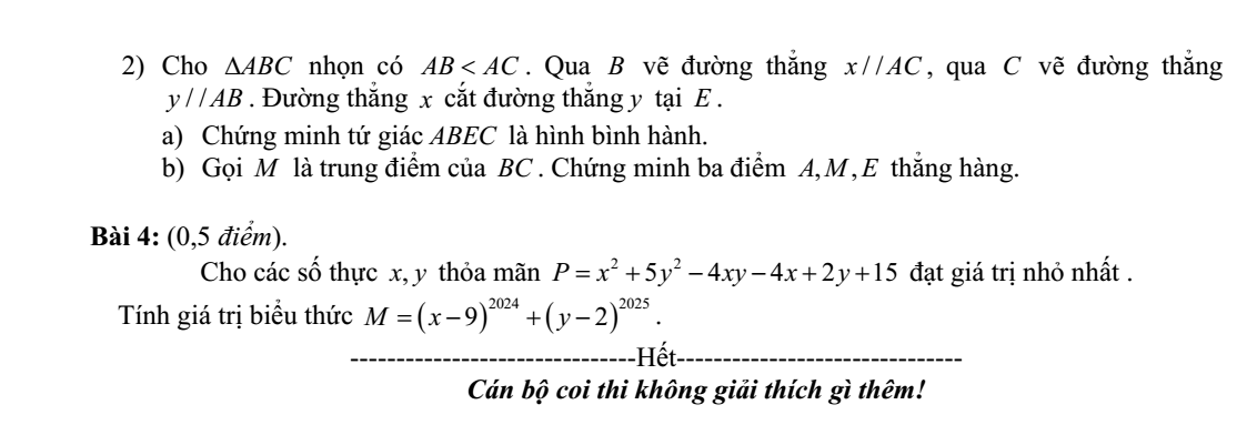 Đề thi Giữa kì 1 Toán 8 năm 2024-2025 Phòng GD&ĐT Sơn Động (Bắc Giang)