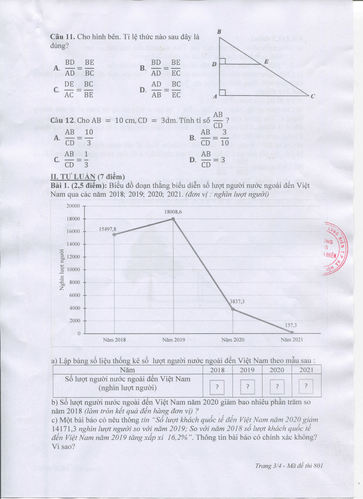 Đề thi Giữa kì 2 Toán 8 năm 2023-2024 trường THCS Nguyễn Bỉnh Khiêm – Hà Nội