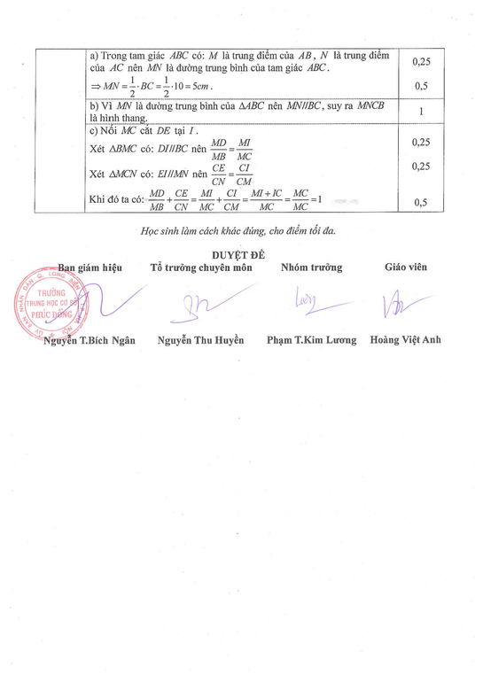 Đề thi Giữa kì 2 Toán 8 năm 2023-2024 trường THCS Phúc Đồng – Hà Nội