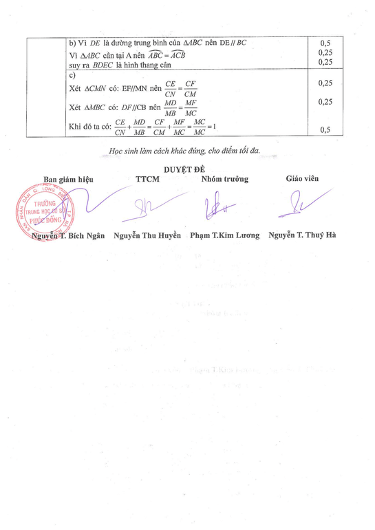 Đề thi Giữa kì 2 Toán 8 năm 2023-2024 trường THCS Phúc Đồng – Hà Nội