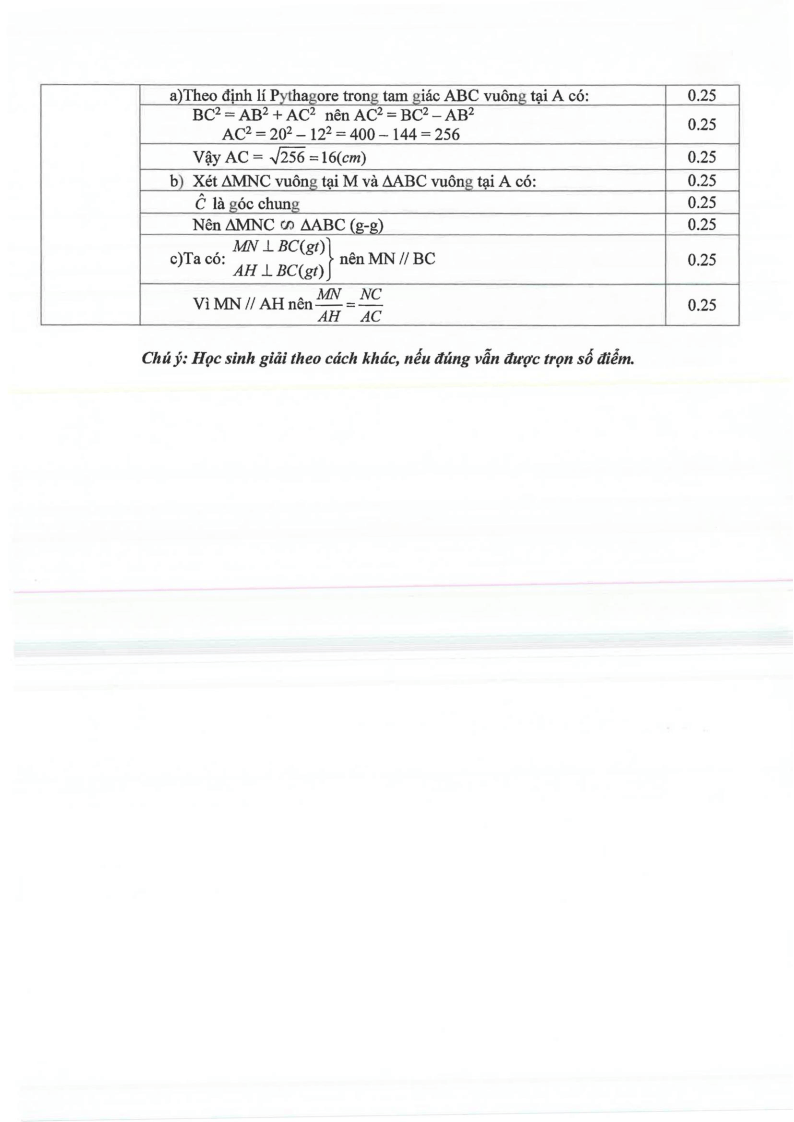 Đề thi Giữa kì 2 Toán 8 trường THCS Chu Văn An (Bình Dương) năm 2024-2025