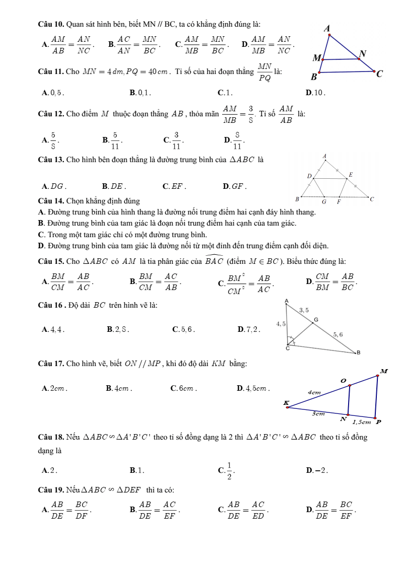Đề thi Giữa kì 2 Toán 8 trường THCS Đồi Ngô (Bắc Ninh) năm 2025-2026
