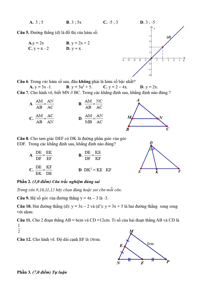 Đề thi Giữa kì 2 Toán 8 trường THCS Hà Huy Tập (TP HCM) năm 2025-2026