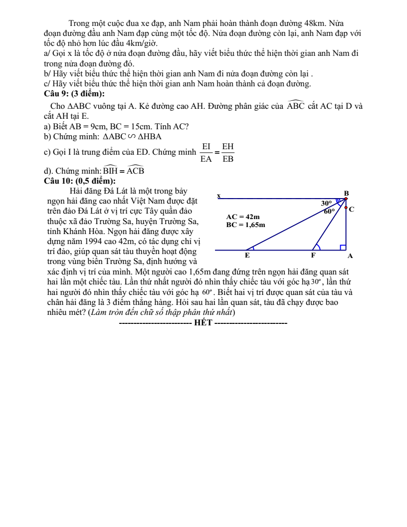 Đề thi Giữa kì 2 Toán 8 trường THCS Nội Duệ (Bắc Ninh) năm 2024-2025