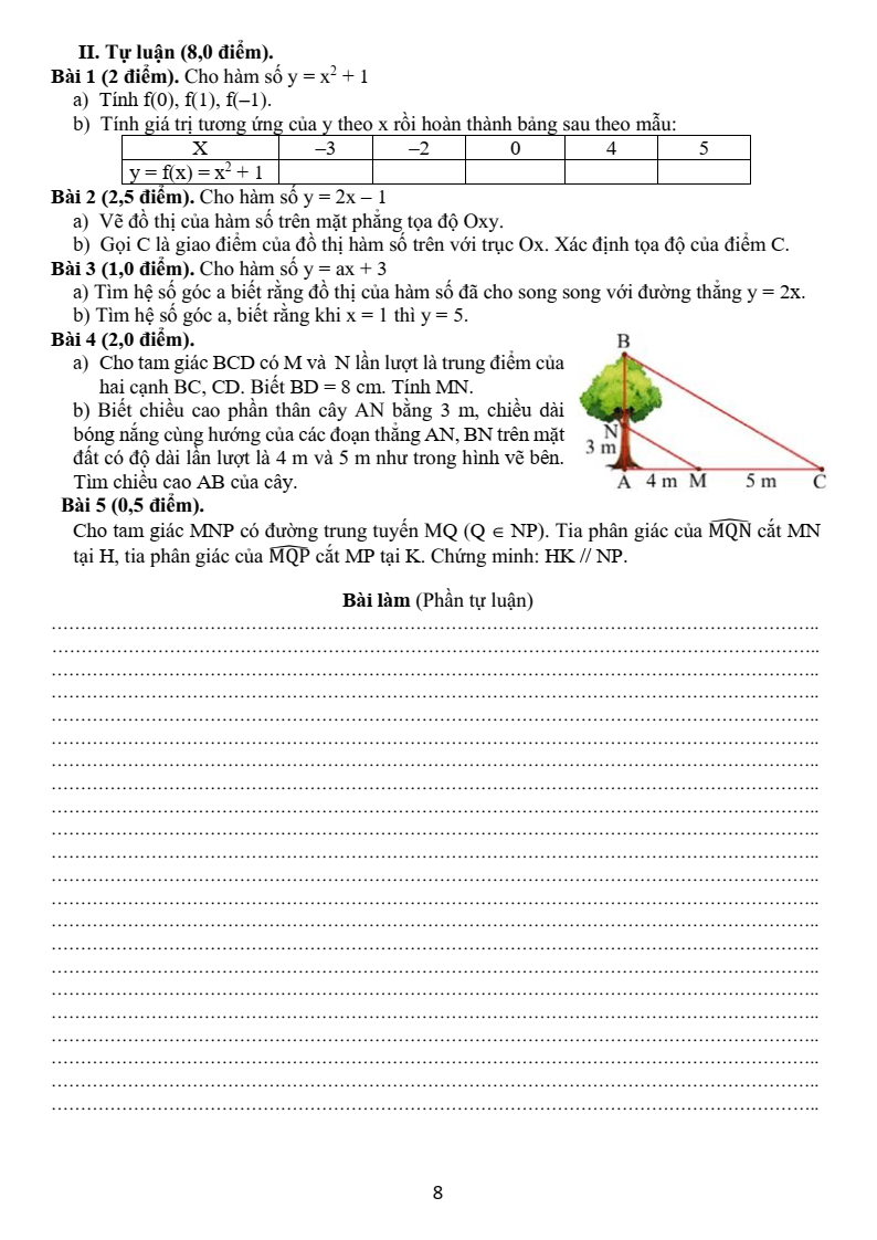 Đề thi Giữa kì 2 Toán 8 trường THCS Phước Bửu (TP HCM) năm 2025-2026