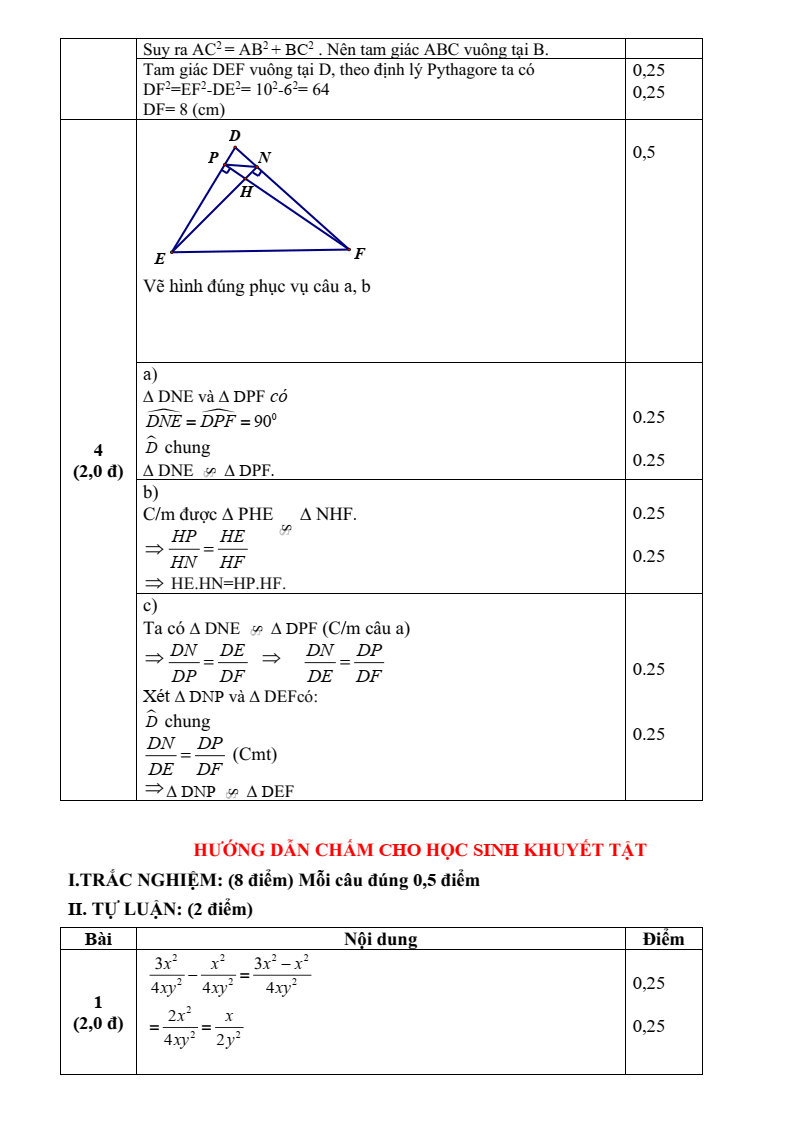 Đề thi Giữa kì 2 Toán 8 trường THCS Quế Thuận (Đà Nẵng) năm 2025-2026