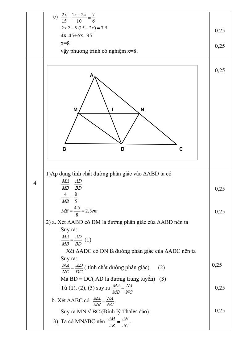 Đề thi Giữa kì 2 Toán 8 trường THCS Thanh Mỹ (Hà Nội) năm 2024-2025