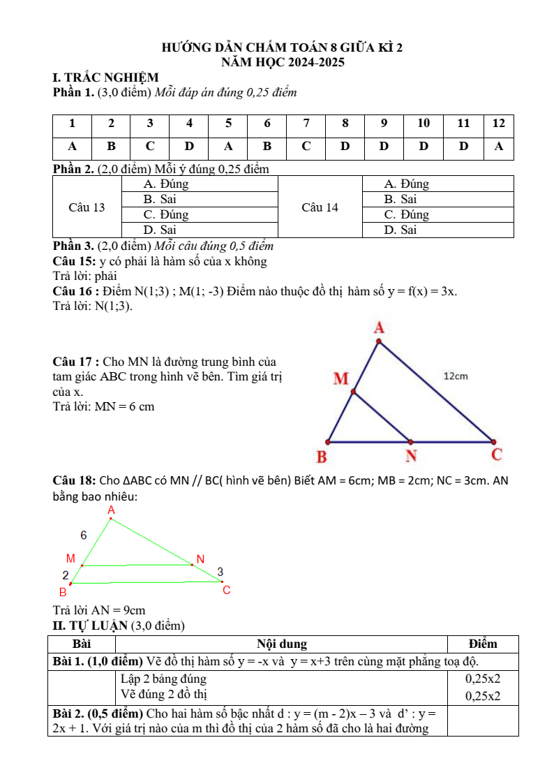 Đề thi Giữa kì 2 Toán 8 trường THCS Võ Trường Toản (Bà Rịa - Vũng Tàu) năm 2024-2025