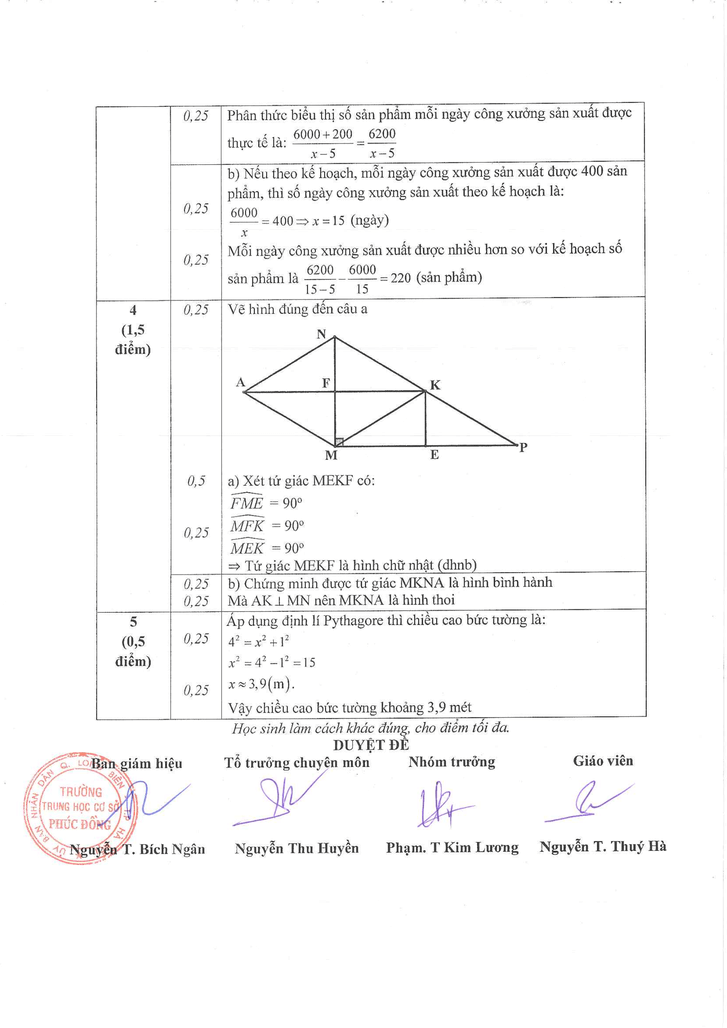 Đề thi Học kì 1 Toán 8 năm 2023-2024 trường THCS Phúc Đồng – Hà Nội