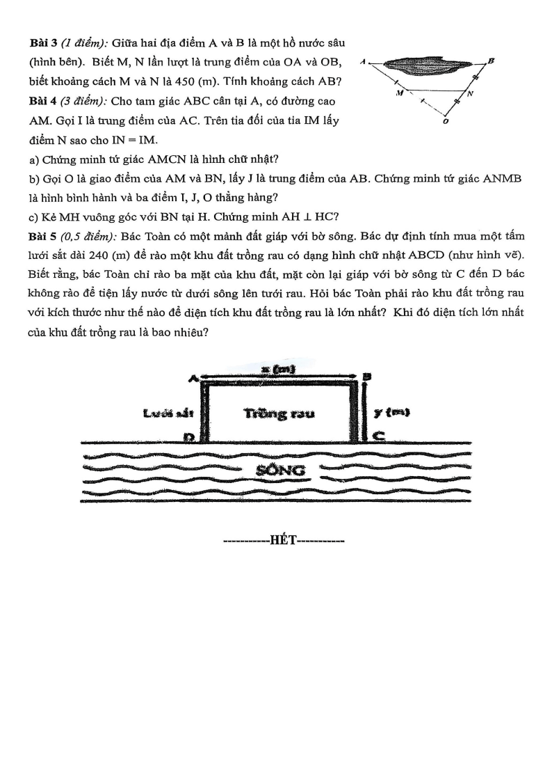 Đề thi Học kì 1 Toán 8 trường THCS Đông Mỹ (Hà Nội) năm 2025-2026