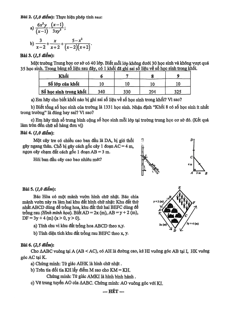 Đề thi Học kì 1 Toán 8 trường THCS Nguyễn Gia Thiều năm 2025-2026