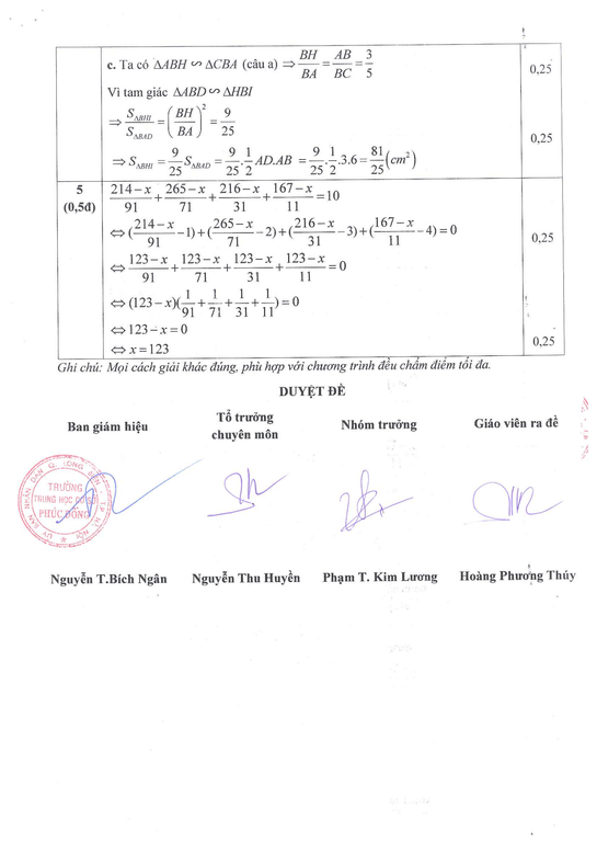 Đề thi Học kì 2 Toán 8 năm 2023-2024 trường THCS Phúc Đồng – Hà Nội