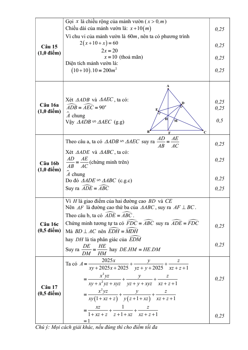 Đề thi Học kì 2 Toán 8 phòng GD&ĐT Hương Khê (Hà Tĩnh) năm 2024-2025