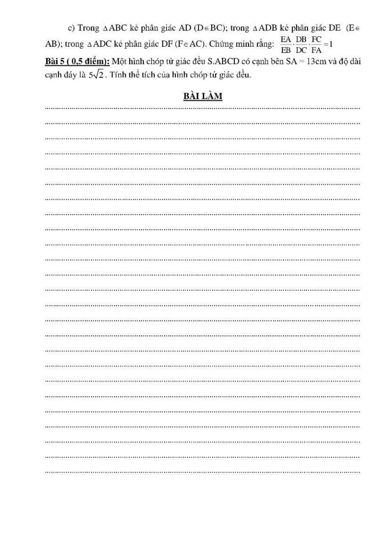 Đề thi Học kì 2 Toán 8 phòng GD&ĐT Phú Xuyên (Hà Nội) năm 2024-2025