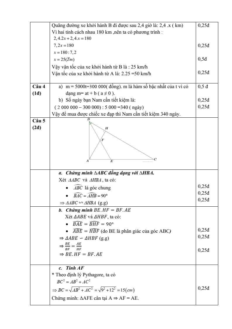 Đề thi Học kì 2 Toán 8 phòng GD&ĐT Quận 7 (Tp.HCM) năm 2024-2025