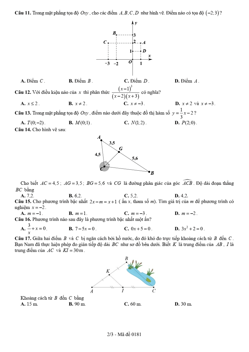 Đề thi Học kì 2 Toán 8 sở GD&ĐT Bắc Giang năm 2024-2025