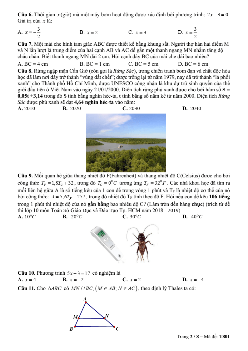 Đề thi Học kì 2 Toán 8 trường TH-THCS-THPT Khai Nguyên (TP HCM) năm 2025-2026