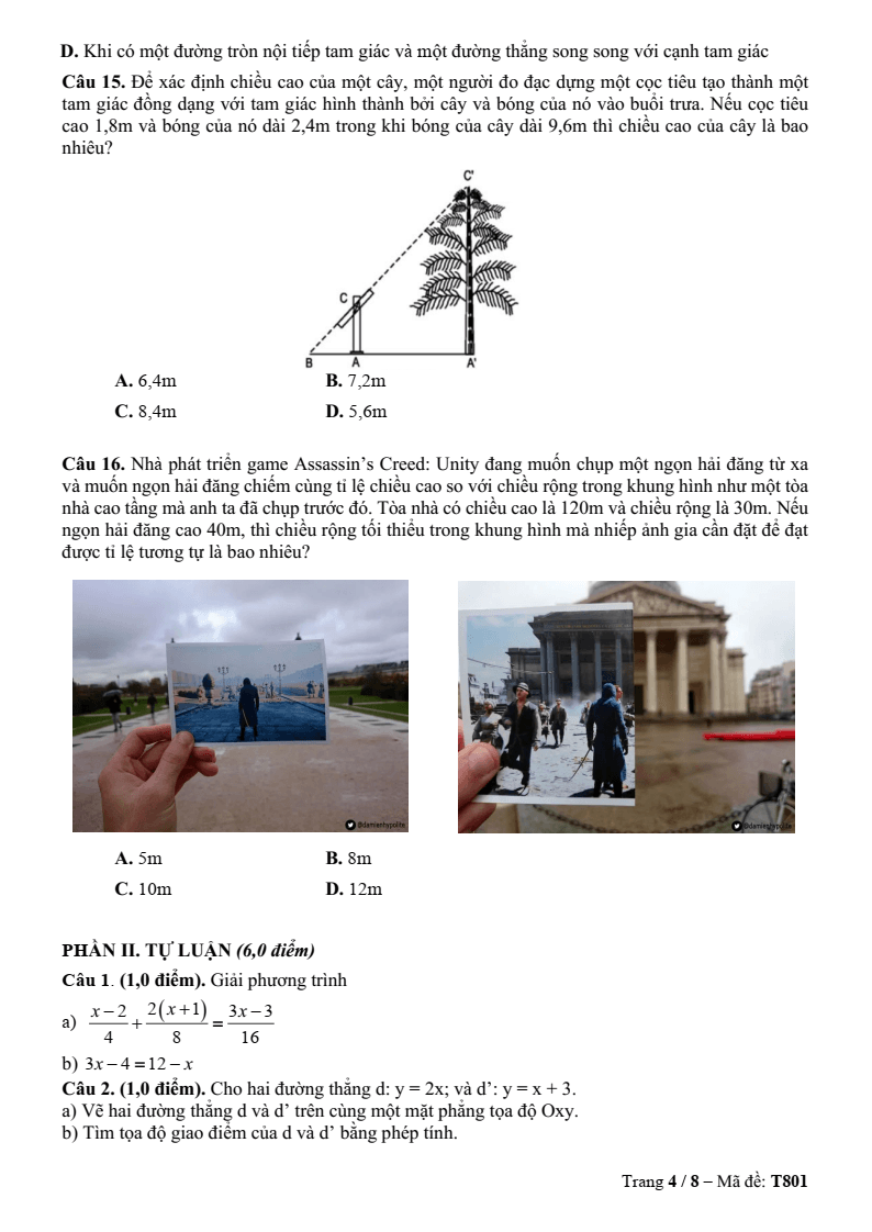 Đề thi Học kì 2 Toán 8 trường TH-THCS-THPT Khai Nguyên (TP HCM) năm 2025-2026