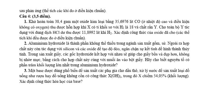 Đề thi học sinh giỏi Hóa học 8 Huyện Yên Thế năm 2025