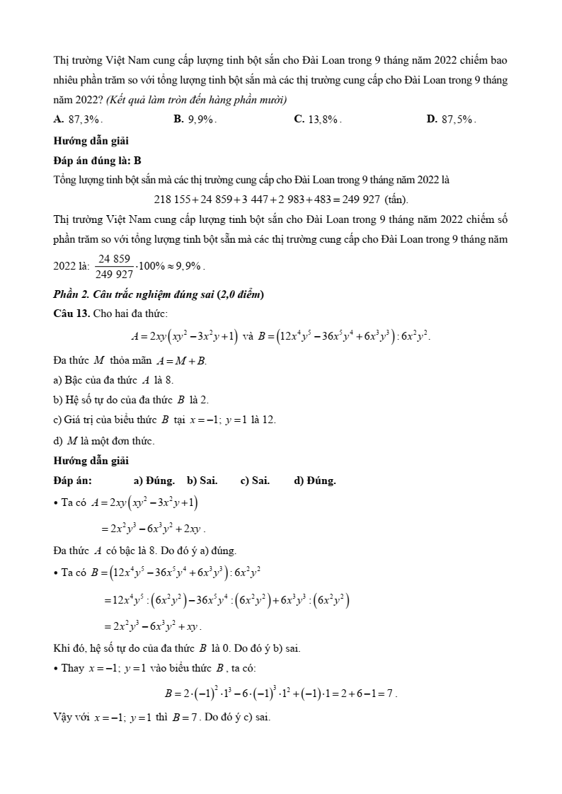 10 Đề thi Học kì 1 Toán 8 Chân trời sáng tạo (có đáp án, cấu trúc mới)