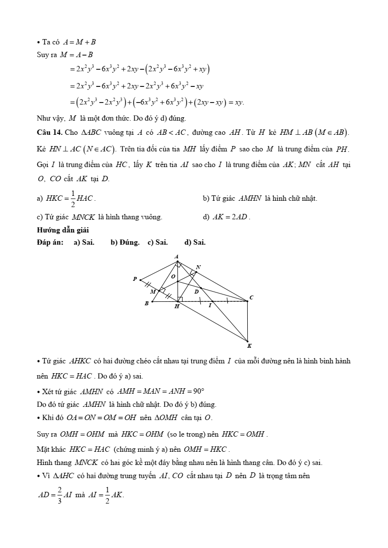 10 Đề thi Học kì 1 Toán 8 Chân trời sáng tạo (có đáp án, cấu trúc mới)