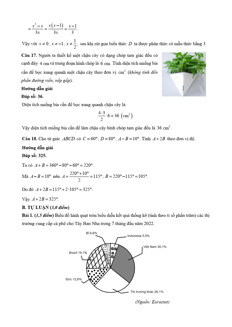10 Đề thi Học kì 1 Toán 8 Chân trời sáng tạo (có đáp án, cấu trúc mới)