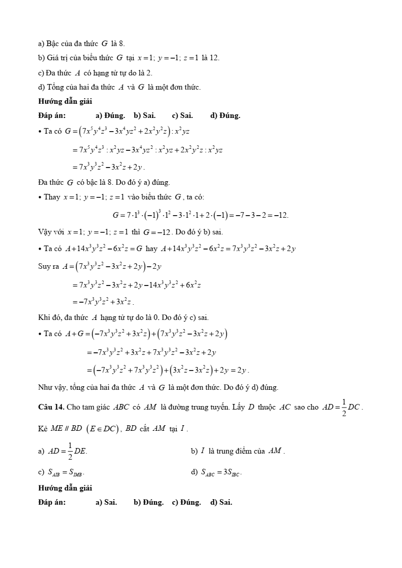 10 Đề thi Học kì 1 Toán 8 Kết nối tri thức (có đáp án, cấu trúc mới)