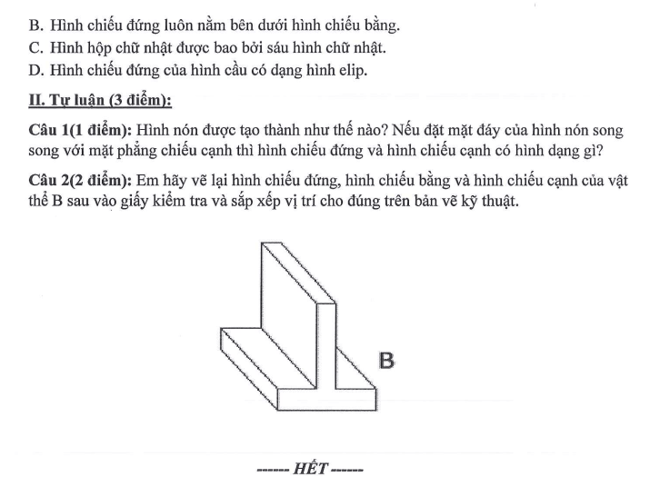 Đề thi Giữa kì 1 Công nghệ 8 năm 2025-2026 trường THCS Ngọc Lâm (Hà Nội)