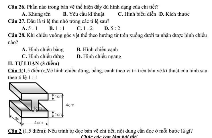 Đề thi Giữa kì 1 Công nghệ 8 năm 2024-2025 trường THCS Phúc Lợi (Hà Nội)