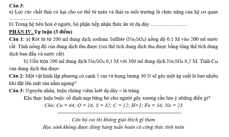 Đề thi Giữa kì 1 KHTN 8 năm 2025-2026 trường THCS Tam Hiệp (Hà Nội)