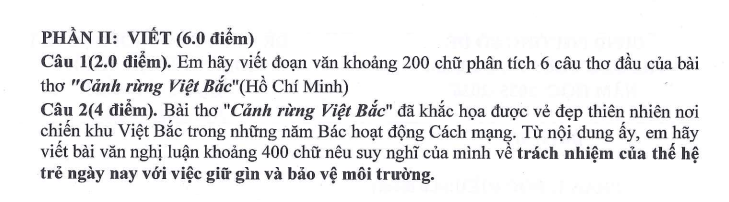 Đề thi Học kì 1 Văn 8 năm 2025-2026 trường THCS Ngọc Lâm (Hà Nội)