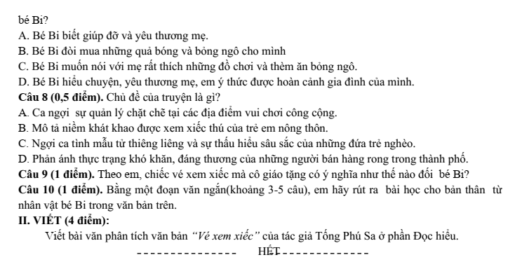 Đề thi Học kì 2 Văn 8 năm 2025-2026 trường THCS Kim Đồng (Đà Nẵng)